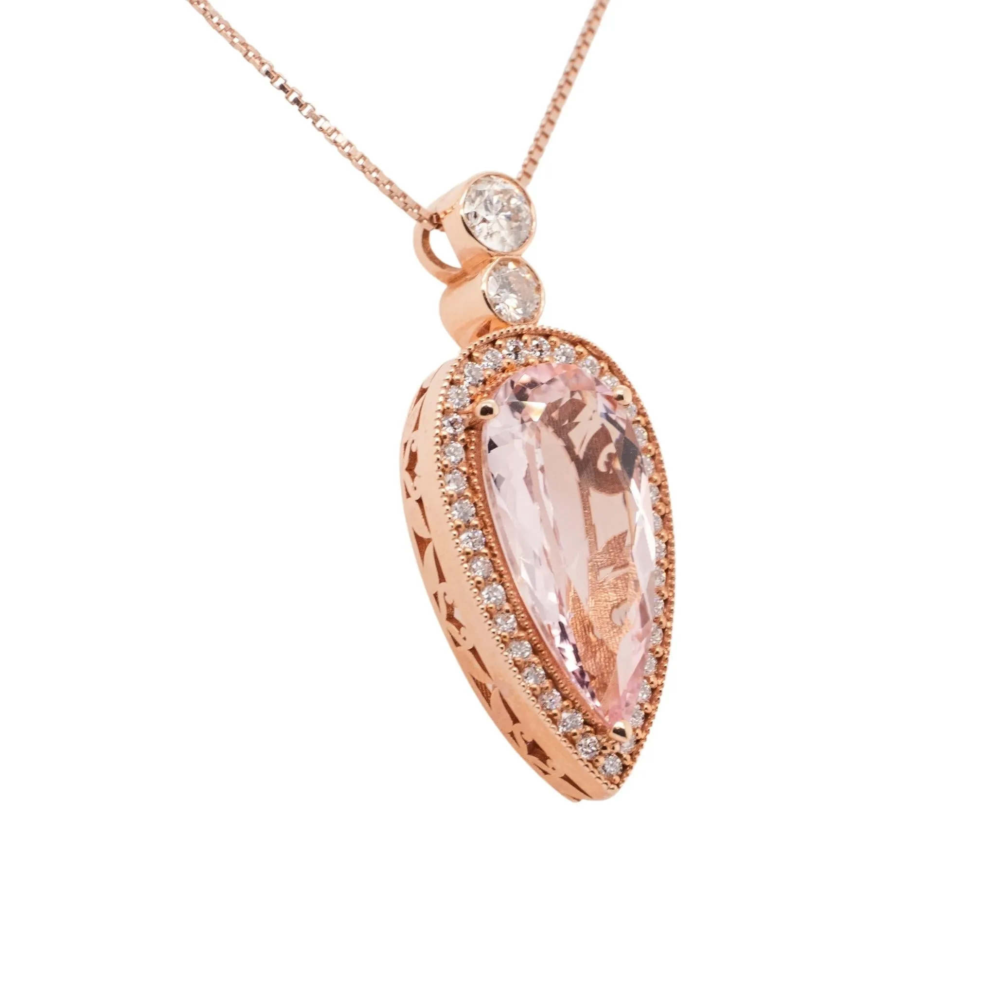 6.59 Carat Morganite Pendant in 14k Rose Gold