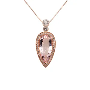 6.59 Carat Morganite Pendant in 14k Rose Gold