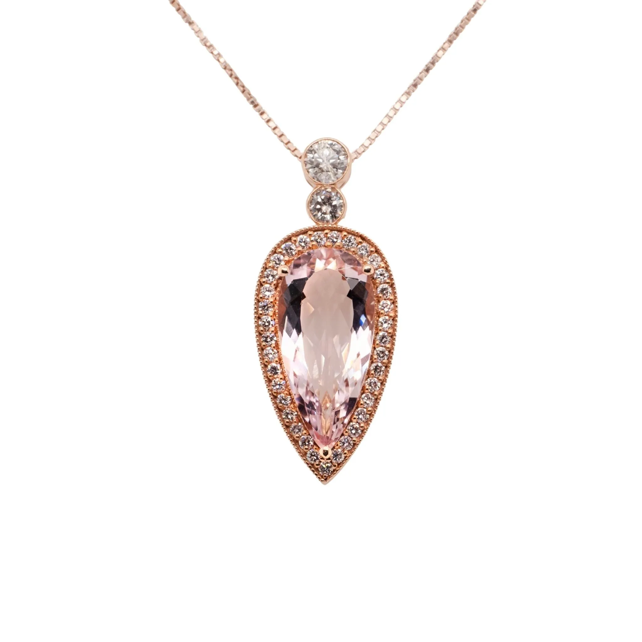 6.59 Carat Morganite Pendant in 14k Rose Gold