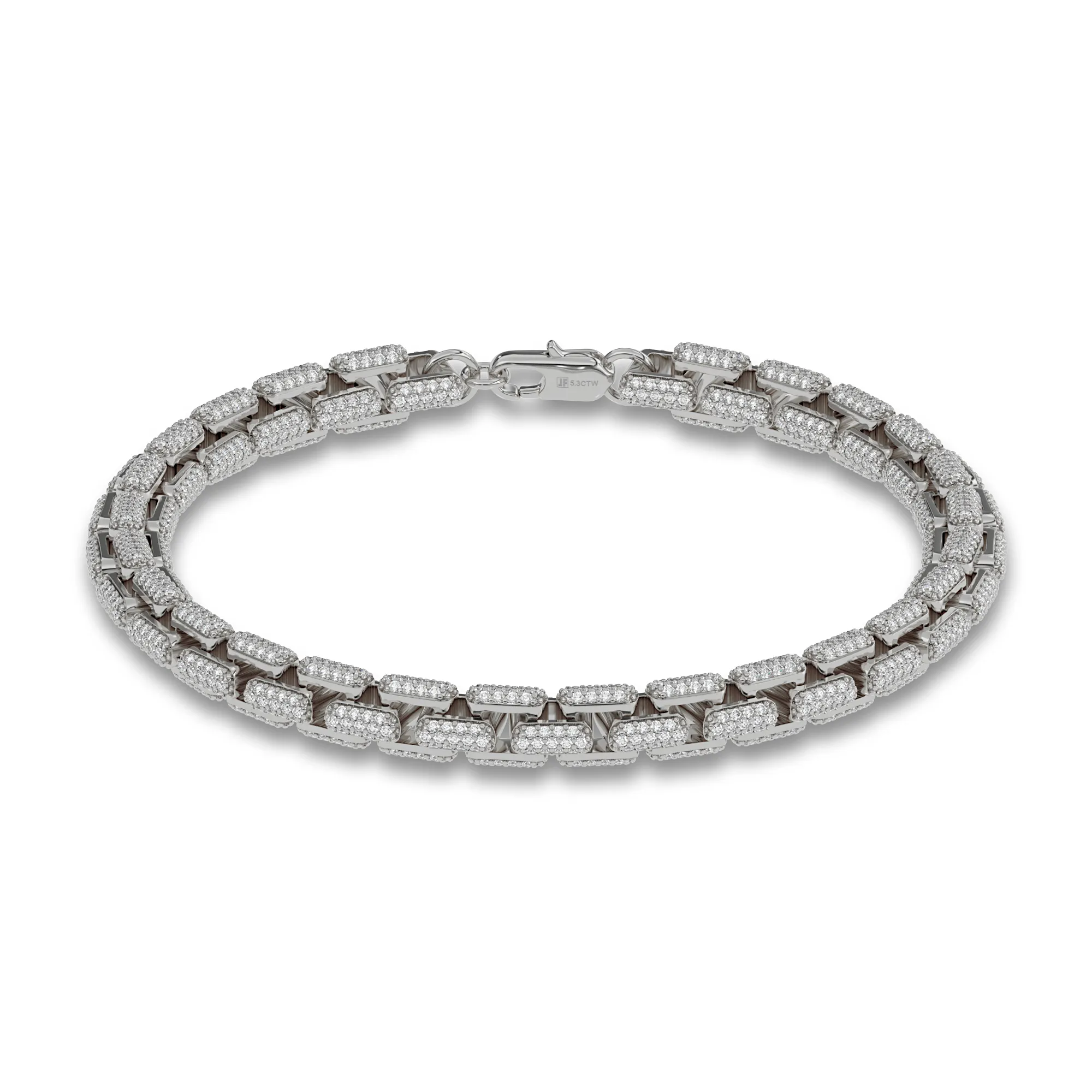6MM 925 Silver Moissanite Iced Out Box Bracelet