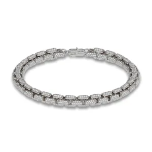 6MM 925 Silver Moissanite Iced Out Box Bracelet
