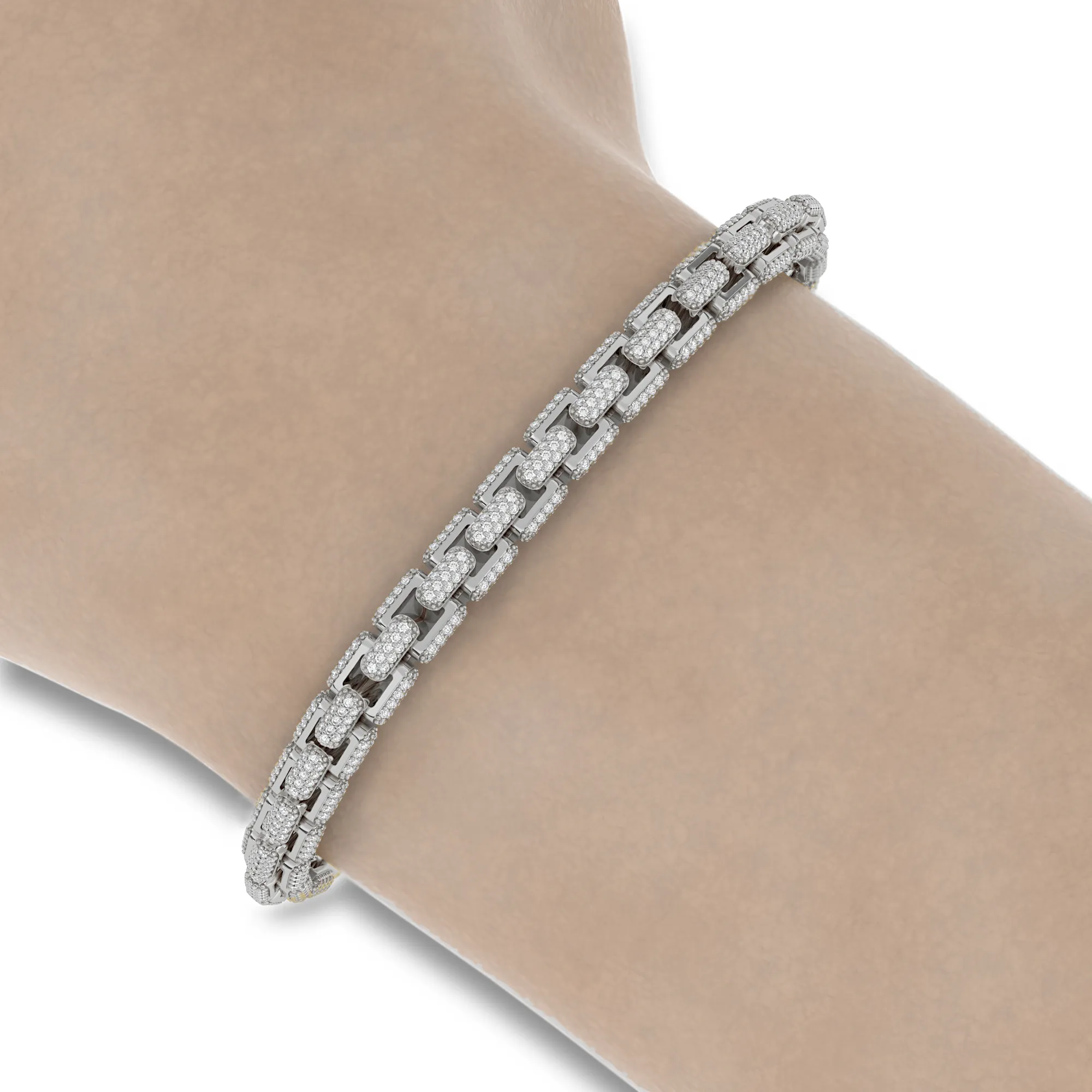 6MM 925 Silver Moissanite Iced Out Box Bracelet