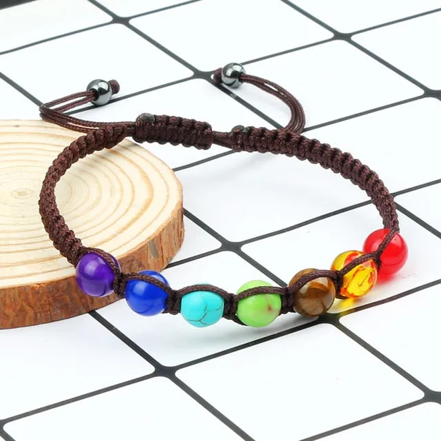 7 Chakra Healing Beaded Bracelet Reiki Prayer Balance Beads Bracelet Handmade Braided Bangles For Women Men Adjustable Jewelry