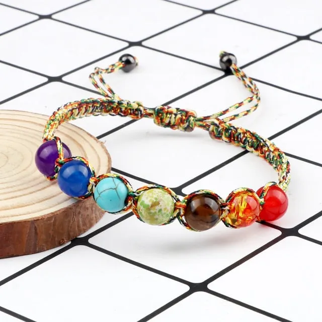 7 Chakra Healing Beaded Bracelet Reiki Prayer Balance Beads Bracelet Handmade Braided Bangles For Women Men Adjustable Jewelry