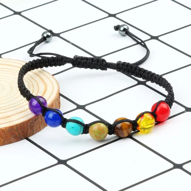 7 Chakra Healing Beaded Bracelet Reiki Prayer Balance Beads Bracelet Handmade Braided Bangles For Women Men Adjustable Jewelry