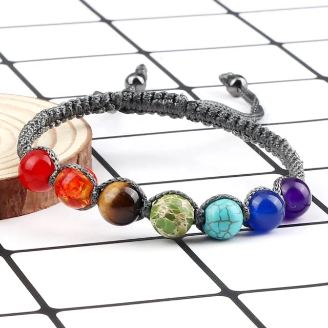 7 Chakra Healing Beaded Bracelet Reiki Prayer Balance Beads Bracelet Handmade Braided Bangles For Women Men Adjustable Jewelry