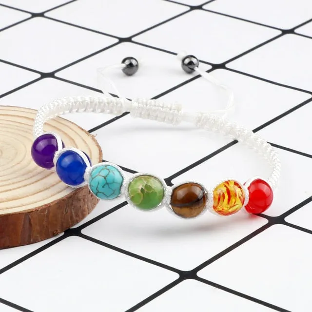 7 Chakra Healing Beaded Bracelet Reiki Prayer Balance Beads Bracelet Handmade Braided Bangles For Women Men Adjustable Jewelry