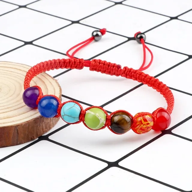 7 Chakra Healing Beaded Bracelet Reiki Prayer Balance Beads Bracelet Handmade Braided Bangles For Women Men Adjustable Jewelry