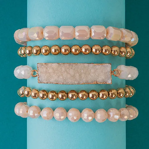 74735 - Stacked Druzy Bracelet - Beige
