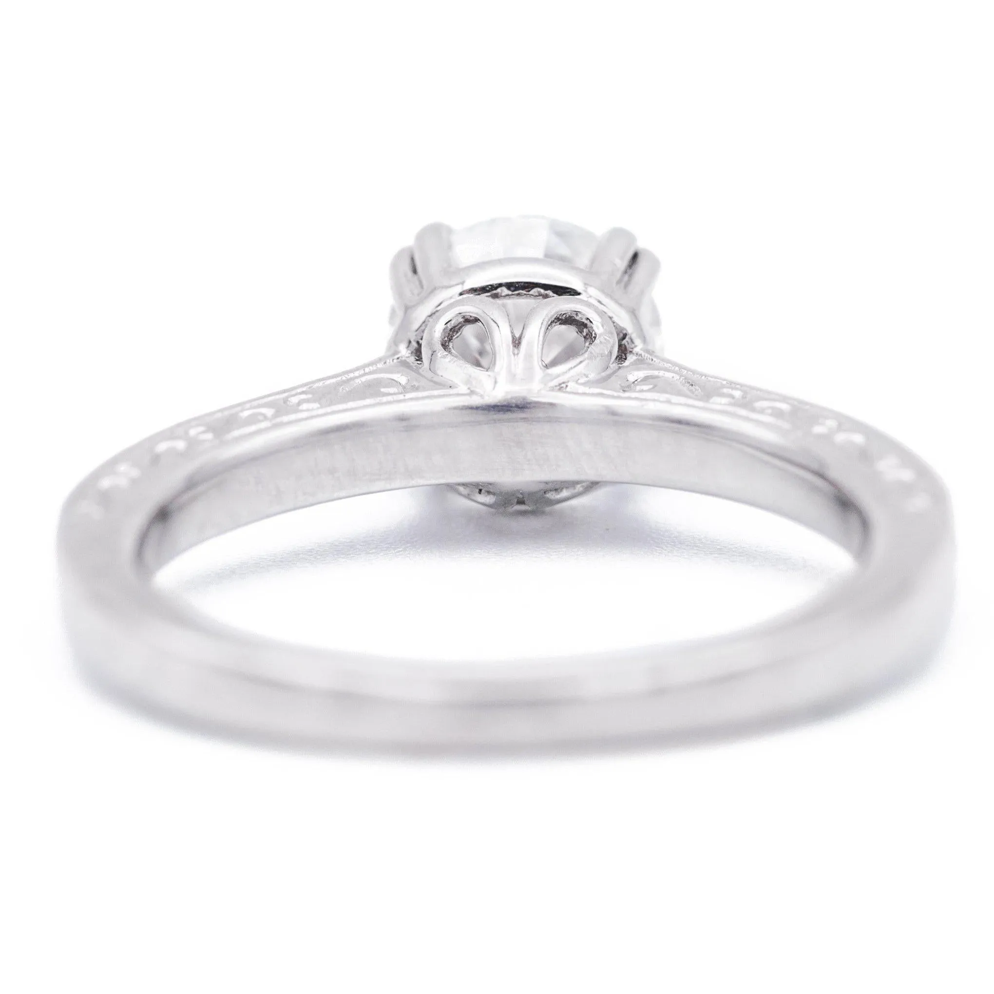 7.5mm Round Center & Diamond 14KW Simple Channel Set Ring