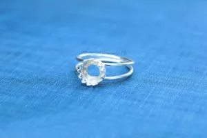 8mm Crown Bezel Sterling Silver Double Band Ring blank