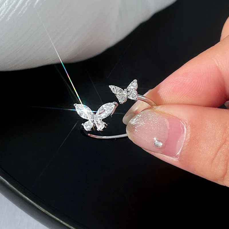925 Silver Butterfly Toi et Moi Ring