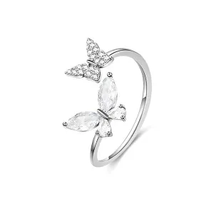 925 Silver Butterfly Toi et Moi Ring
