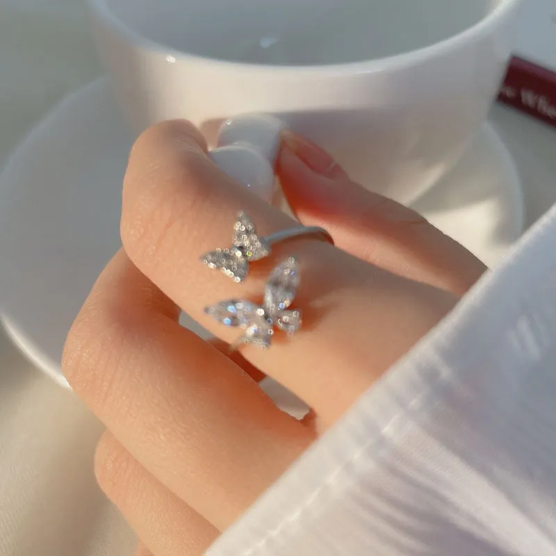 925 Silver Butterfly Toi et Moi Ring
