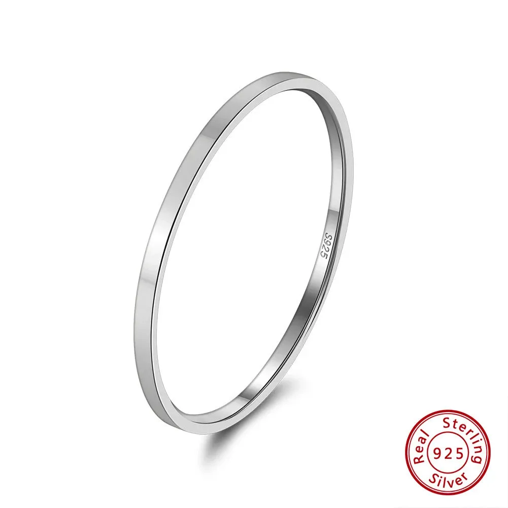 925 Sterling Silver 1mm 2mm 3mm Simple Rings for Women
