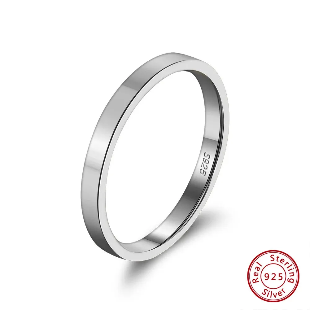 925 Sterling Silver 1mm 2mm 3mm Simple Rings for Women