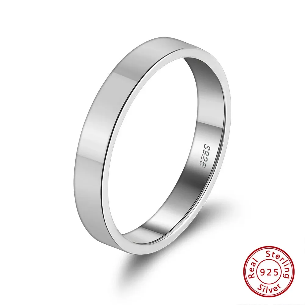 925 Sterling Silver 1mm 2mm 3mm Simple Rings for Women