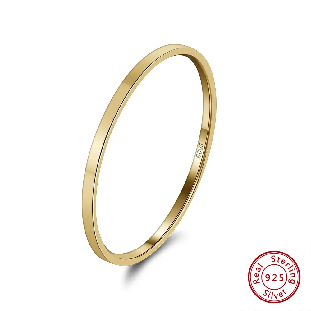 925 Sterling Silver 1mm 2mm 3mm Simple Rings for Women