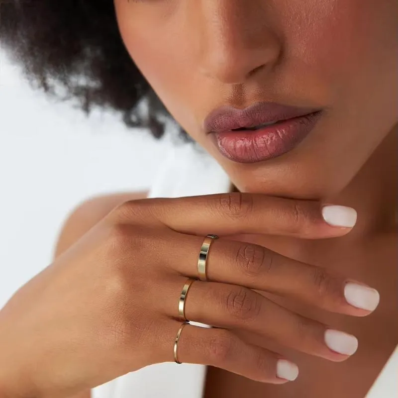925 Sterling Silver 1mm 2mm 3mm Simple Rings for Women