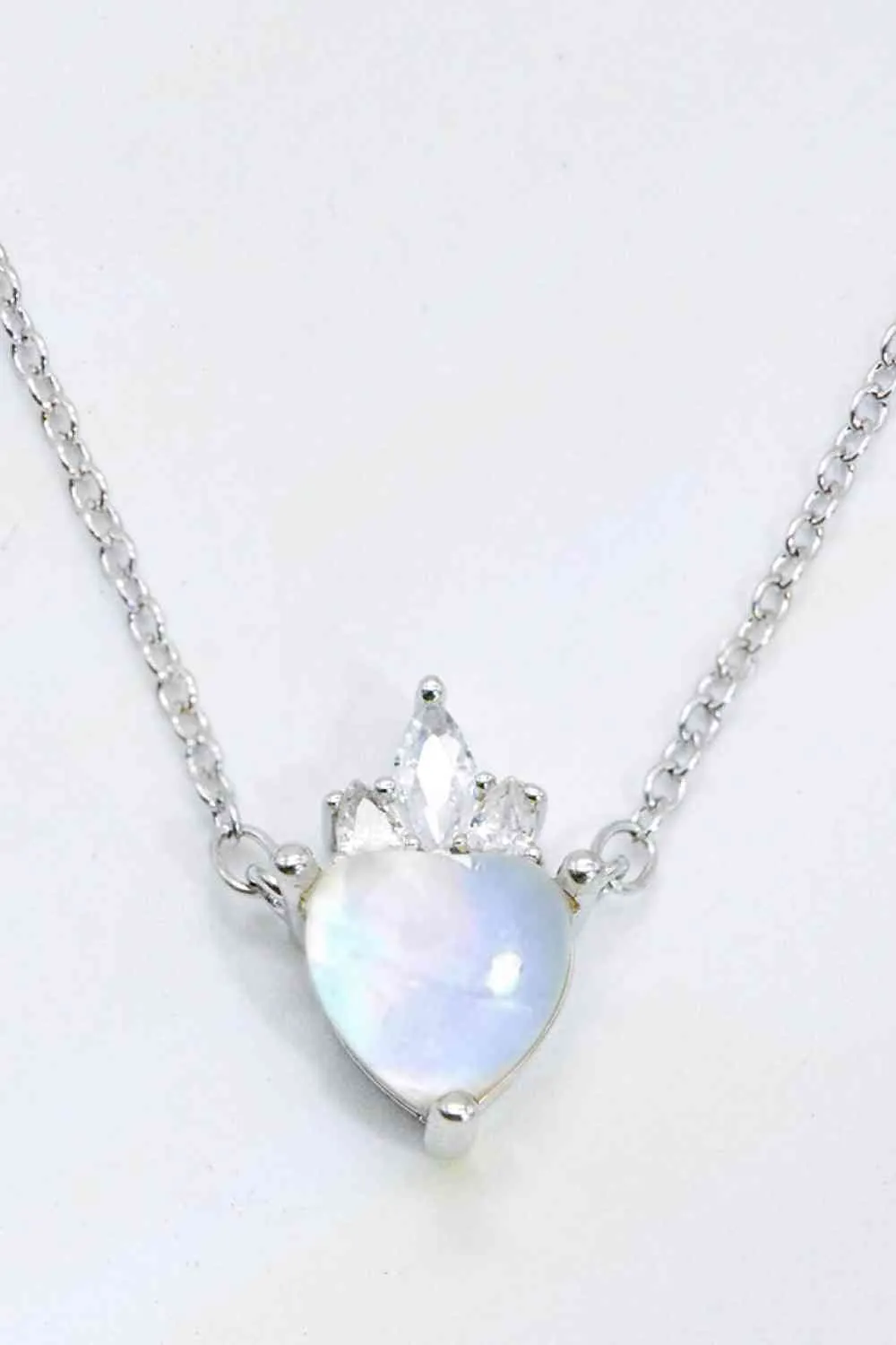 925 Sterling Silver Moonstone Heart Pendant Necklace