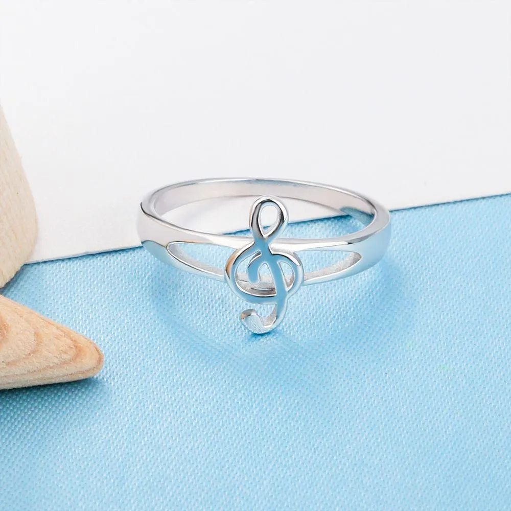 925 Sterling Silver Musical Notes Pattern Rings for Women, Fashion Jewelry Gift for Music Lovers