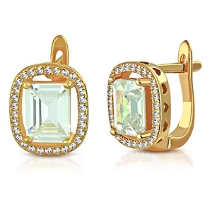 925 Sterling Silver Rectangular Clear CZ Hoop Huggie Earrings, 0.5"