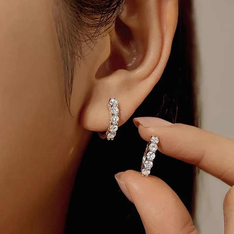 925 Sterling Silver Small Hoop Moissanite Earrings