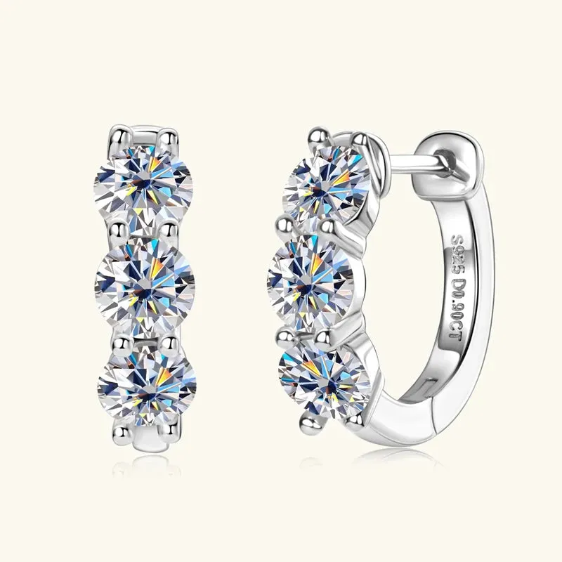 925 Sterling Silver Small Hoop Moissanite Earrings
