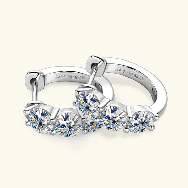 925 Sterling Silver Small Hoop Moissanite Earrings