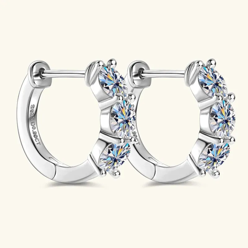 925 Sterling Silver Small Hoop Moissanite Earrings