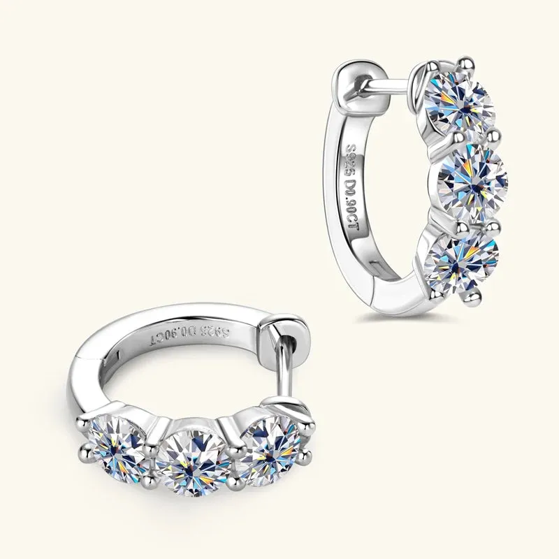 925 Sterling Silver Small Hoop Moissanite Earrings