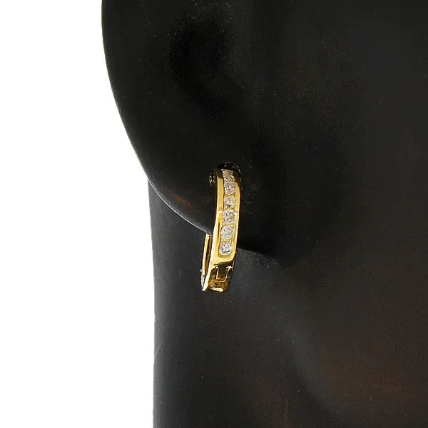 925 Sterling Silver Yellow Gold-Tone Round CZ Womens Girls Huggie Earrings