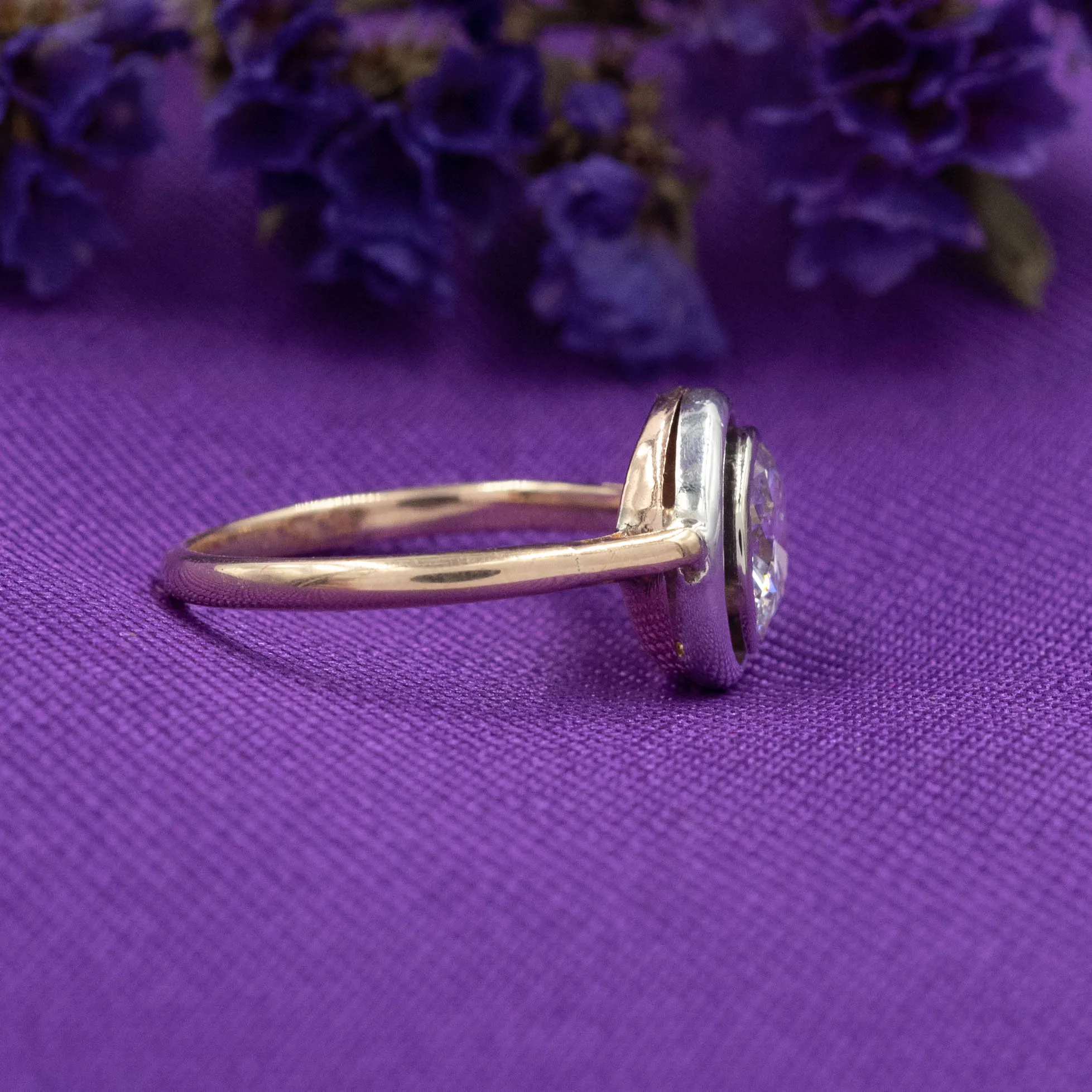 .98 Carat Old European Cut Diamond Bullseye Ring c1935