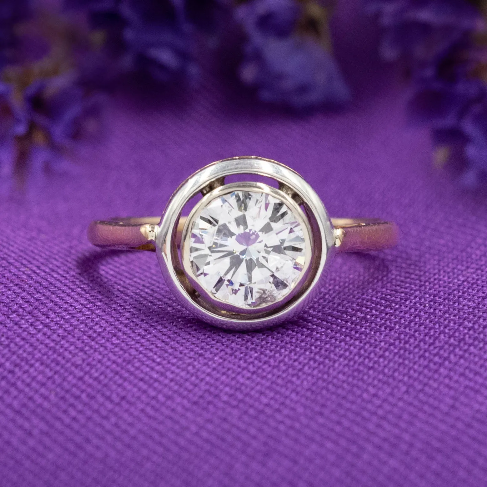 .98 Carat Old European Cut Diamond Bullseye Ring c1935