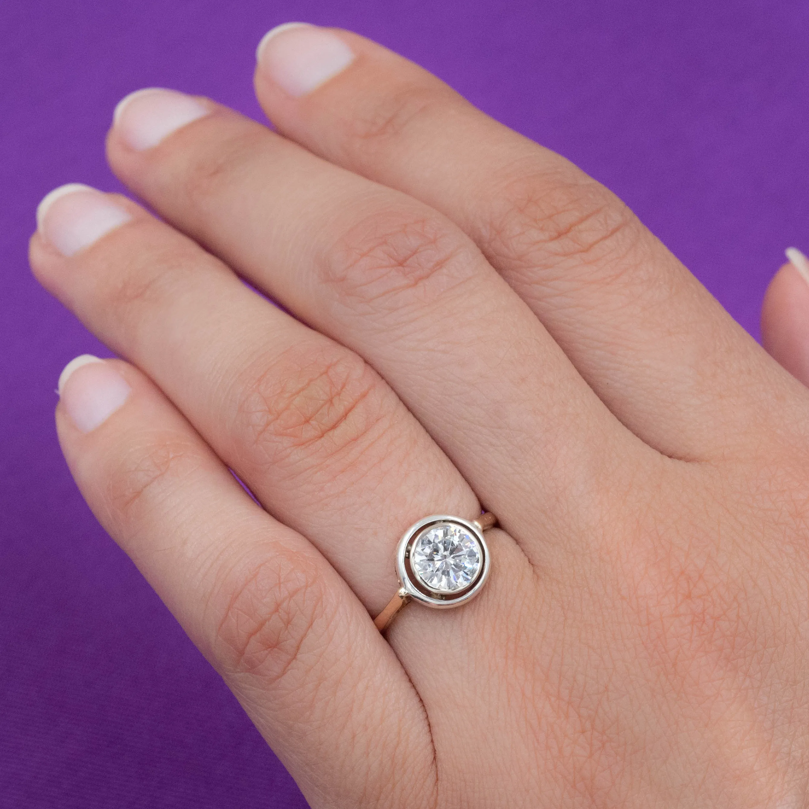 .98 Carat Old European Cut Diamond Bullseye Ring c1935