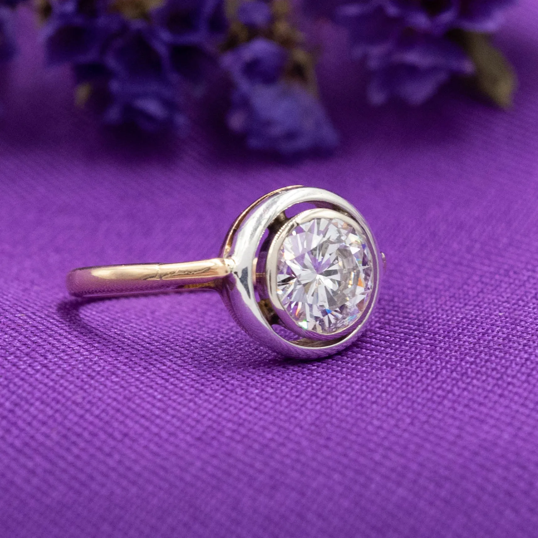 .98 Carat Old European Cut Diamond Bullseye Ring c1935
