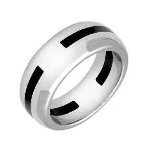 9ct White Gold Whitby Jet 2mm Stone Inlaid Wedding Band Ring