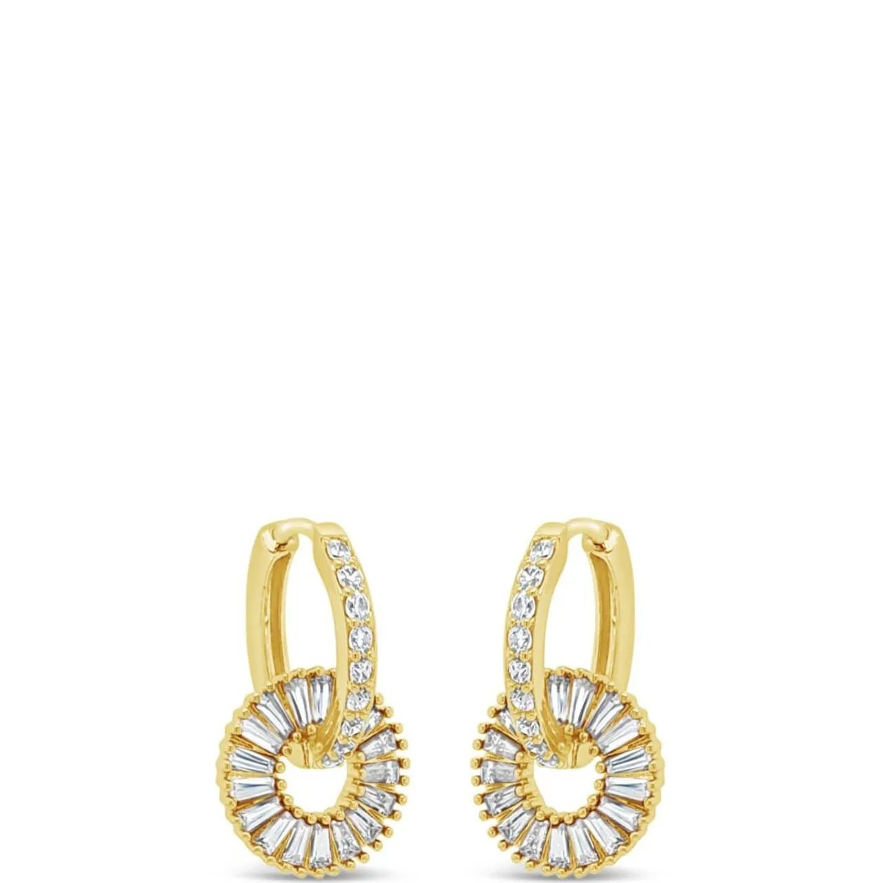 Absolute Gold Baguette Circle Hoop Earrings