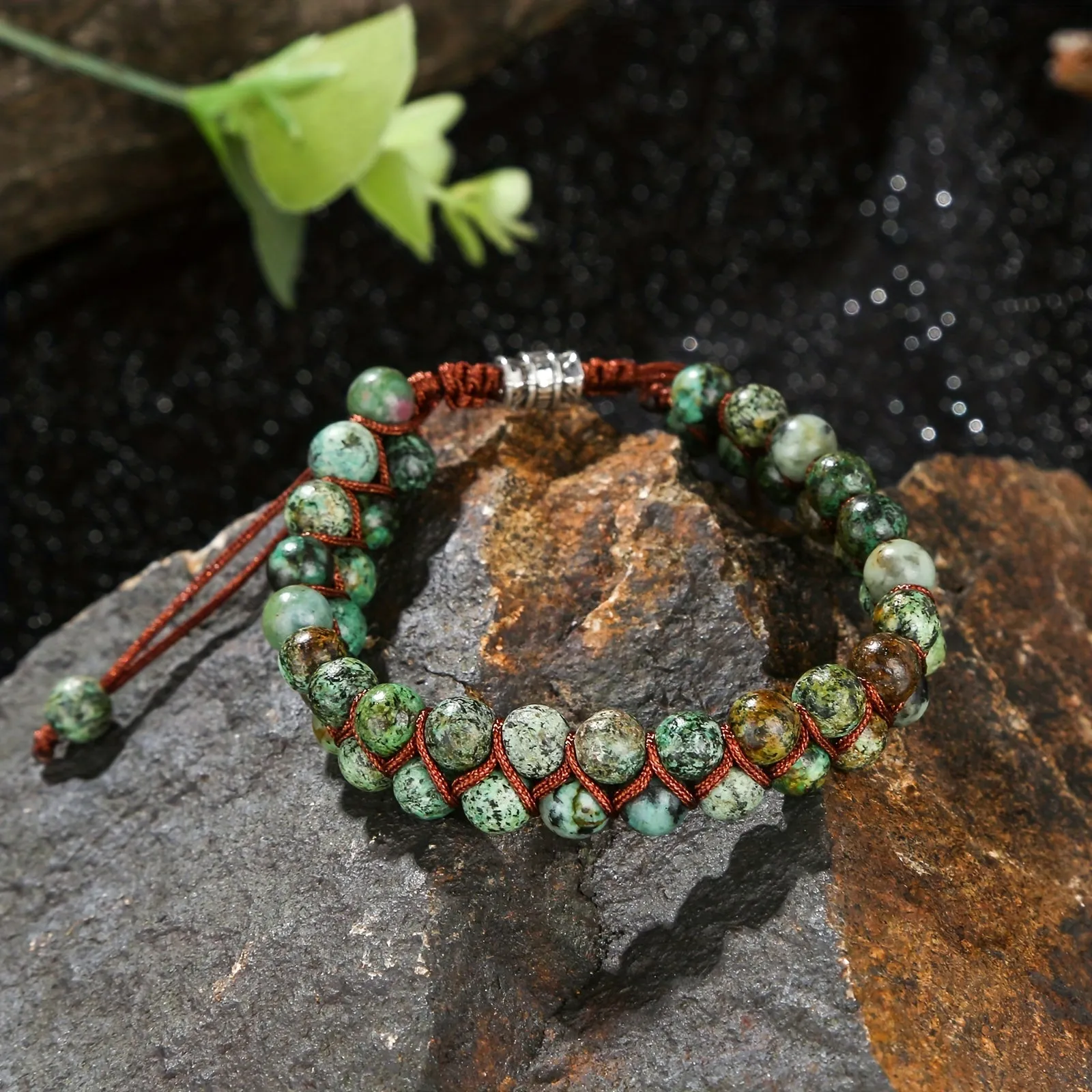 African Turquoise Braided Rope Bracelet Ethnic Style Men's Jewelry