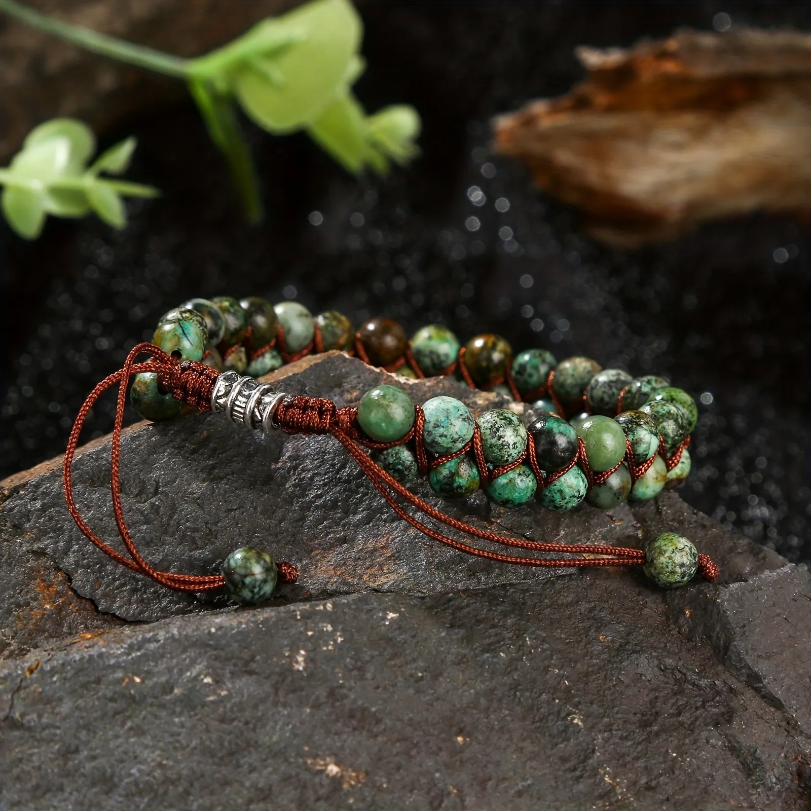African Turquoise Braided Rope Bracelet Ethnic Style Men's Jewelry