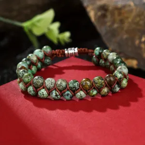 African Turquoise Braided Rope Bracelet Ethnic Style Men's Jewelry