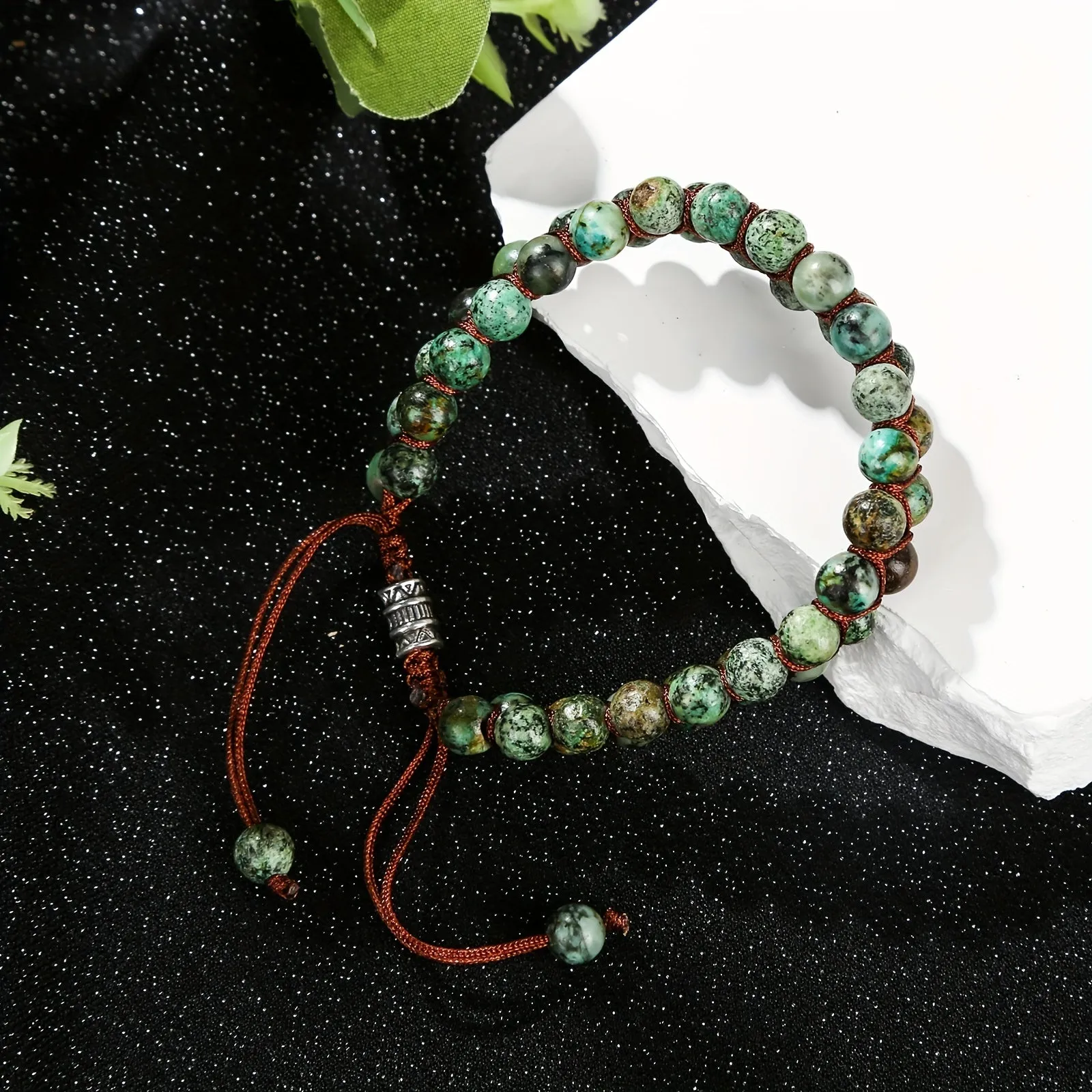 African Turquoise Braided Rope Bracelet Ethnic Style Men's Jewelry