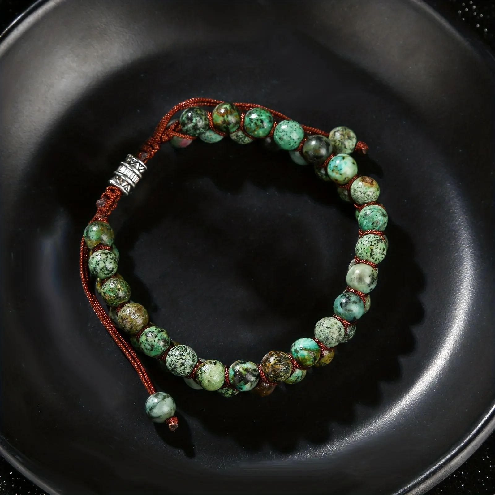African Turquoise Braided Rope Bracelet Ethnic Style Men's Jewelry
