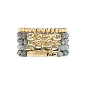 All Stacked up bracelets- Gray Faith