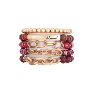 All Stacked up bracelets- Red Blessed