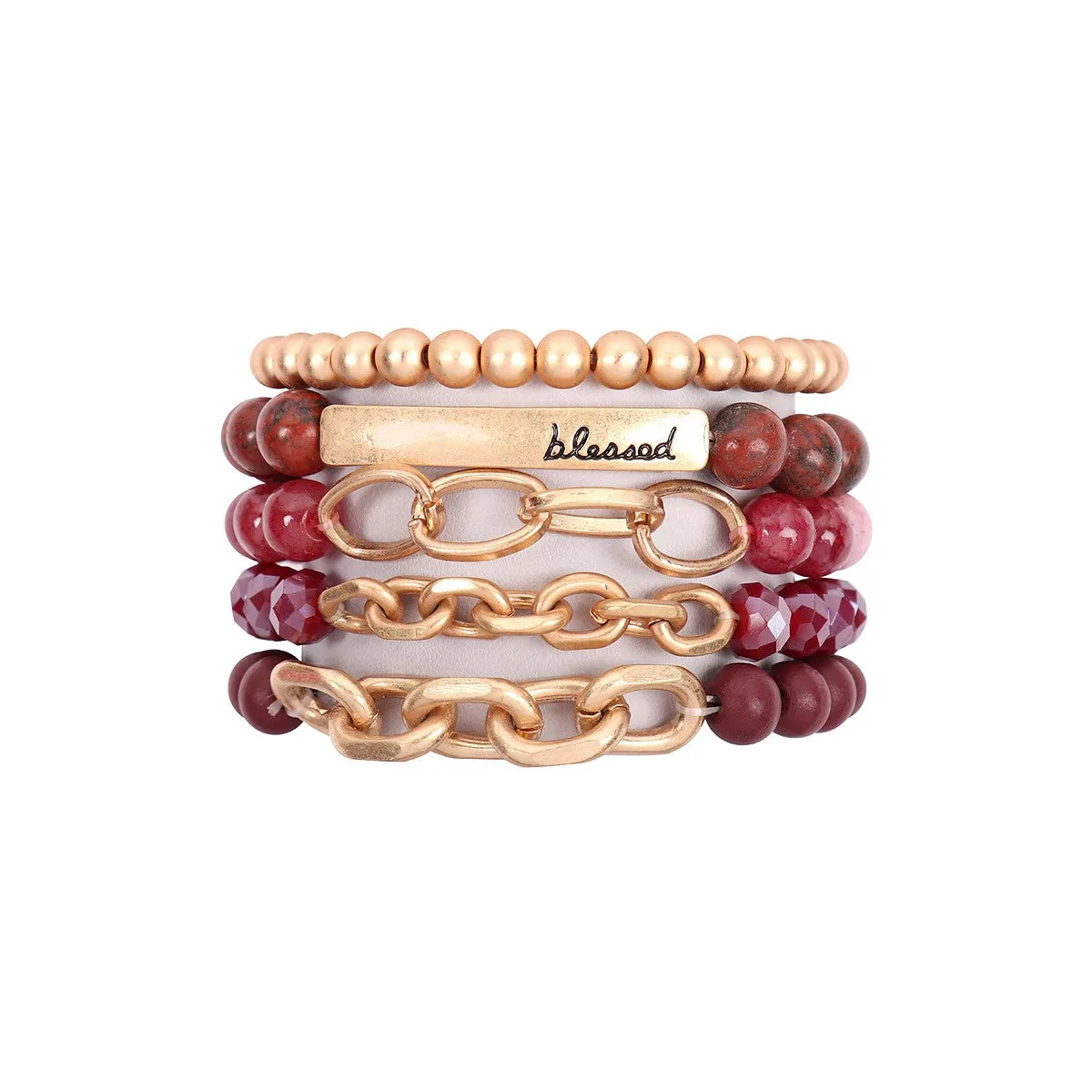 All Stacked up bracelets- Red Blessed