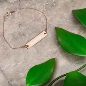 “Ambitious” Engraved Self-Affirmation Bar & Chain Bracelet