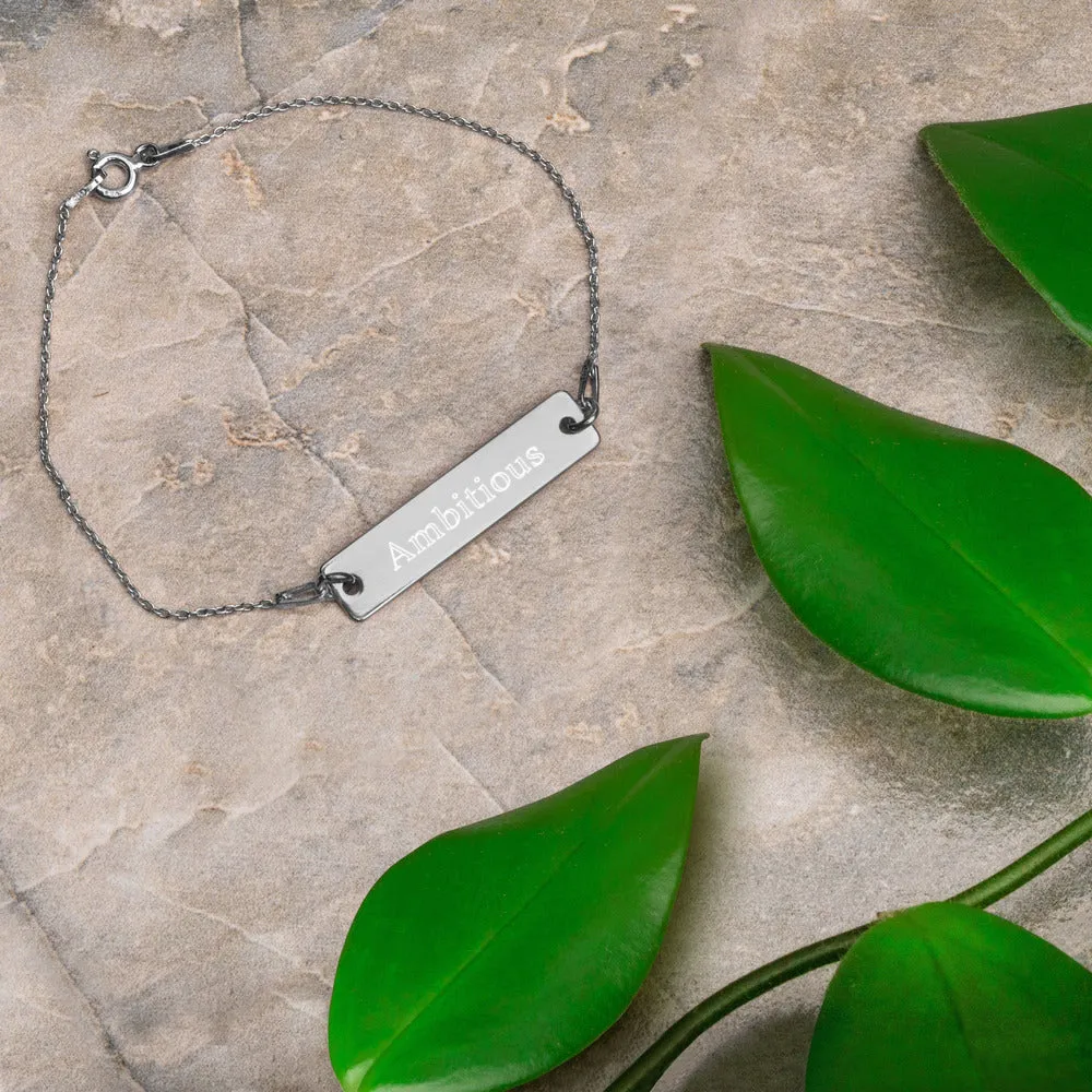 “Ambitious” Engraved Self-Affirmation Bar & Chain Bracelet