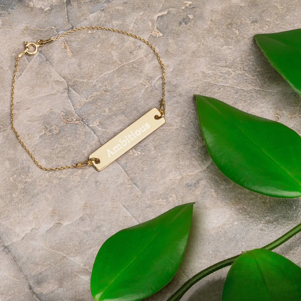 “Ambitious” Engraved Self-Affirmation Bar & Chain Bracelet