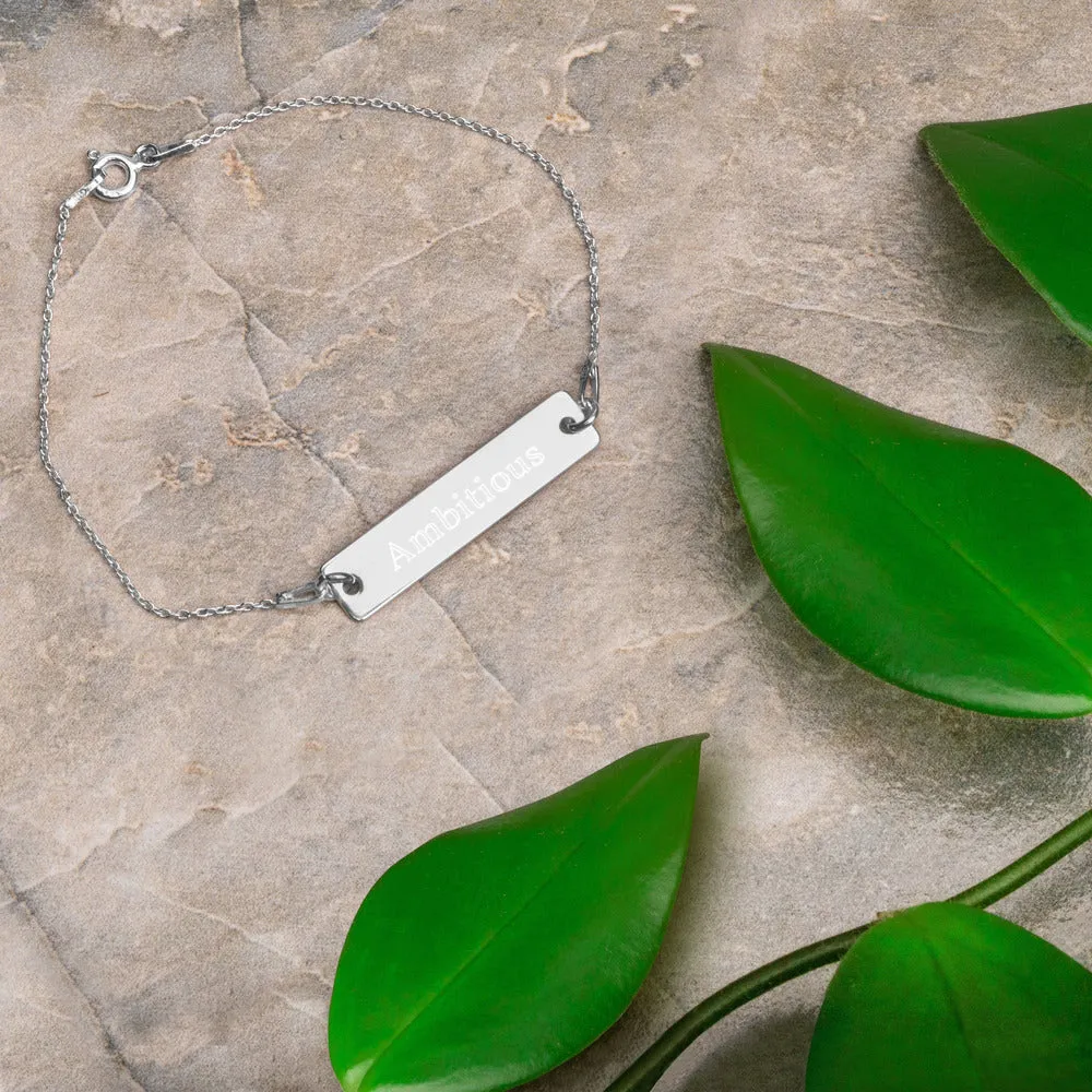 “Ambitious” Engraved Self-Affirmation Bar & Chain Bracelet